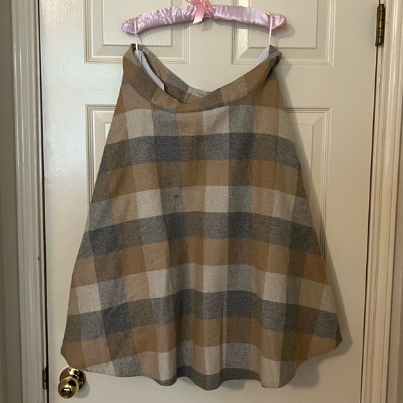 Timeless London Sophie Light Brown Check Swing Skirt in 2xl - Picture 3 of 5